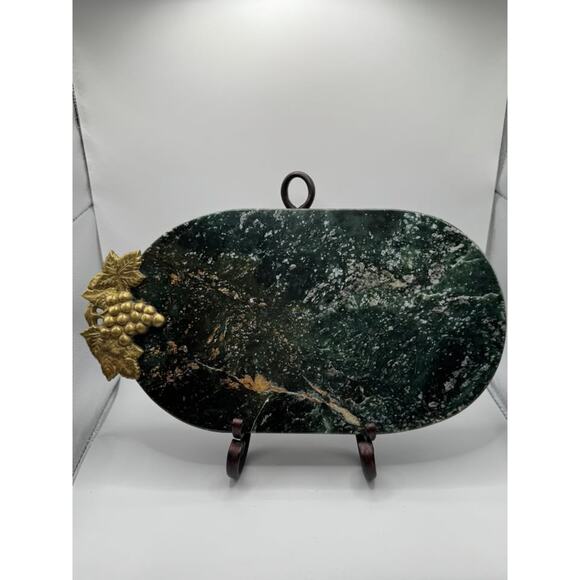 Vintage Georges Briard Dark Green Marble Charcuterie Board - Picture 1 of 4